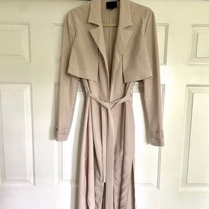 Intermix nude silk trench coat